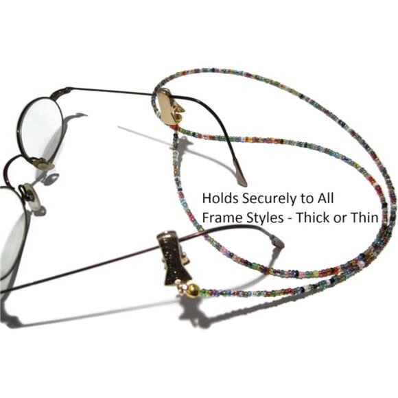 Eyeglass Chain for Women - Beaded 32 Colors Gold Clip - Glasses Chain - Picture 4 of 6